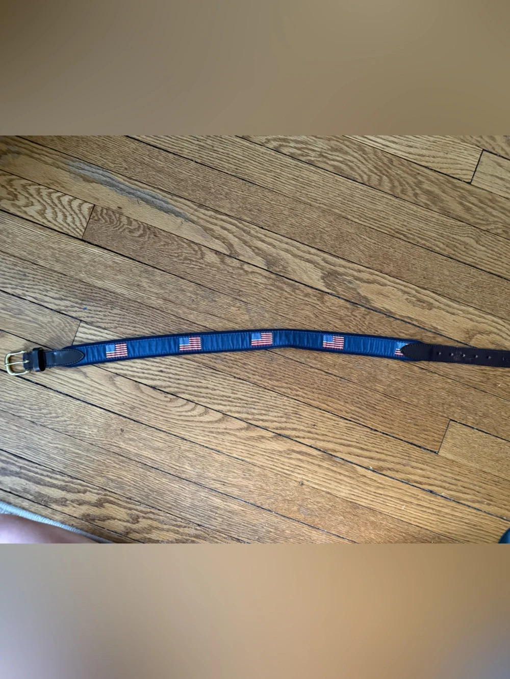 Vineyard Vines Navy Belt with Flag Embroidery - Size 26